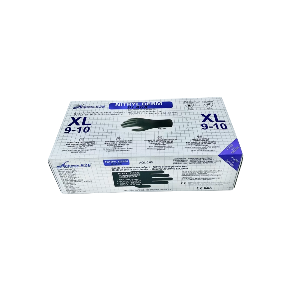 BLACK NITRYL DERM GLOVES 100PCS XL (IM)