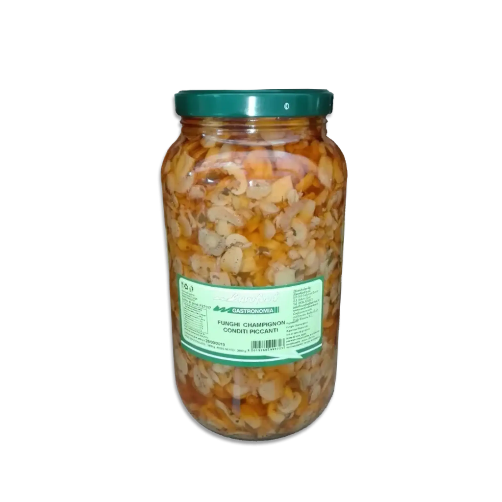 FUNGHI CHAMPIGNON CONDITI PICCANTI 3,1KG(EO)