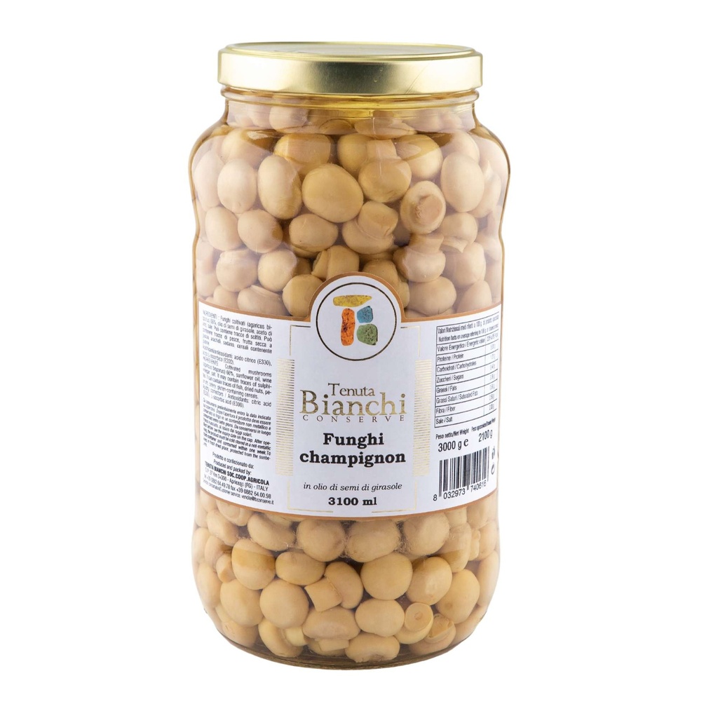 WHOLE MUSHROOMS IN SUNFLOWER SEED OIL 3,1KG