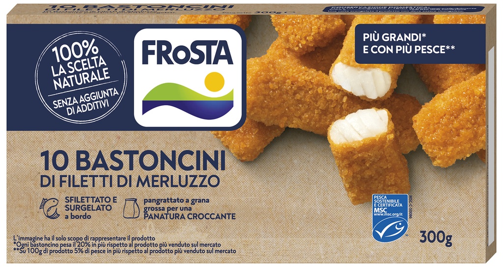10 BASTONCINI DI FILETTO MERLUZZO 12CFX300GR