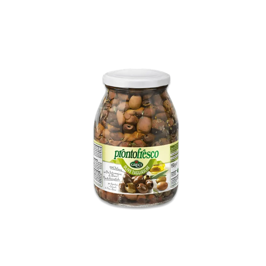 PITTED TAGGIASCHE OLIVES 950gm (GR)